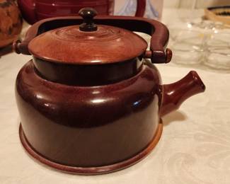 Small Vintage Wood Turned Hand Crafted Wooden 2 Cup Wooden Teapot w/ Lid