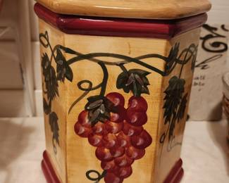 Nonni’s TUSCAN Grapes Ceramic Biscotti Cookie Jar Canister