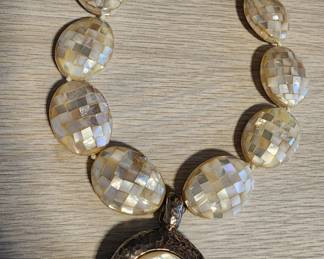 mosaic mother of pearl necklace signed ssd 925