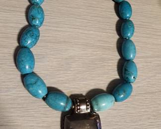 SSD HTF SIMON SEBBAG DISIGN BLUE TURQUOISE .925 STERLING SILVER NECKLACE 