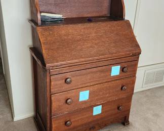 3 Drawer Slant Front Chippendale Style Drop Front Secretary Desk
