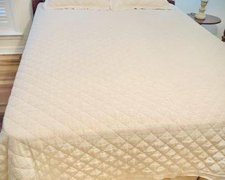 Pottery Barn Belgian Flax linen Diamond quilt, shams and pleated bed skirt