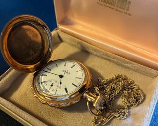 14K Gold watch & Chain, works perfectly 