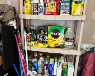 Chemicals, lawn care and cleaning supplies.