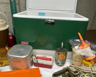 Vintage metal Coleman cooler