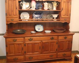 Cherry hutch ($250), Pewter, Prussia porcelain