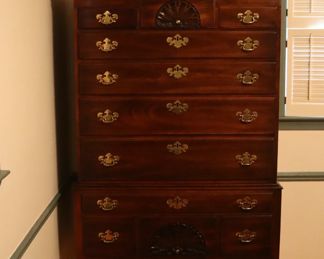 Fan carved Mahogany highboy ($600)