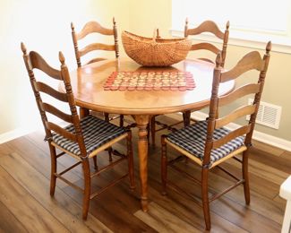 Kitchen table ($200), chairs ($150), penny rug ($50)