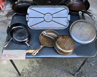 Wagners  steel frying pans, skillets and Dutch oven.