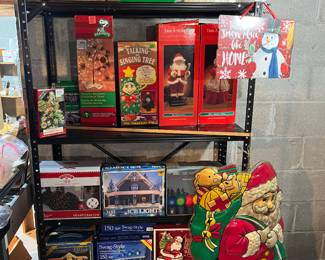 Holiday lights and Santa clauses