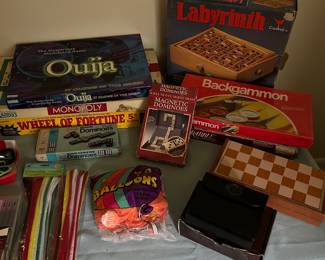 Table games and balloons.