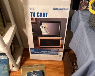 New TV cart and 45 records