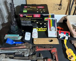 Utilitech outdoor lighting, pipe wrenches, solar lighting, candle torches and more.