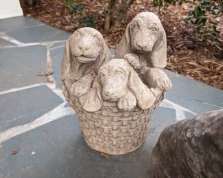 Concrete Puppies in Basket