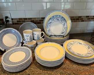 vintage discontinued Villeroy & Boch Casa Azul - large mixed blue and yellow set with many more pieces not shown