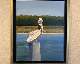 "Best Fisherman" Pelican original acrylic by Sandra Wenig