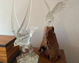 vintage art glass birds