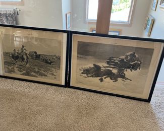 black and white western cowboy art