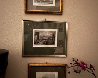 Venice and Corinth framed engravings