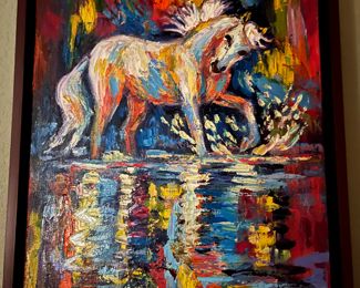 Barbara Meikle Santa Fe artist and gallery owner original on canvas - "Salt River Play" 2021