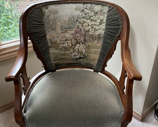 equestrian scene arm chair