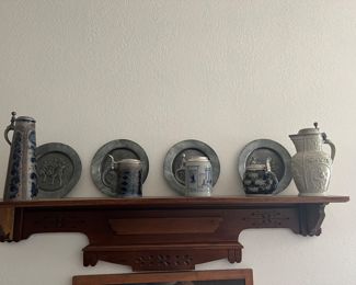 antique German Pewter plates and steins