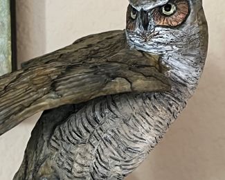 Jim Eppler bronze Horned Owl I #13/75 with receipt from Manitou Galleries, Santa Fe, NM
