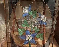 Colorado Columbine leaded stained glass window