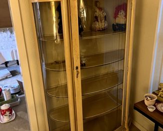 China hutch. Raggedy Andy doll and other dolls for sale, also.