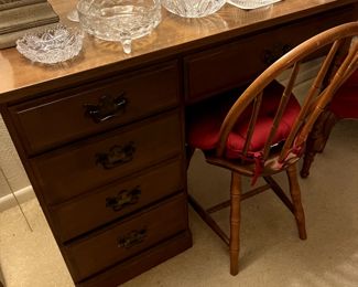 Desk. Glassware also for sale