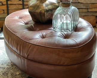 Oval Leather Ottoman by Drexal Heritage  