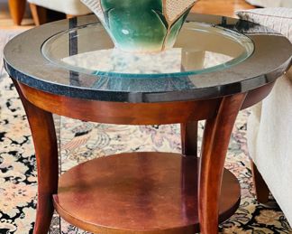 Lovely Wood/Glass Top Side Table 