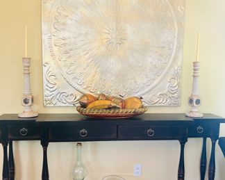 27" Square Tin Wall Art, 1' x 6' Console Table by Hooker 