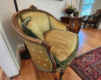 Antique French Chair with silk upholstery