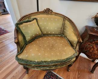 Antique French Chair with silk upholstery