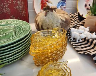 Vintage Amber Leaf Dishes