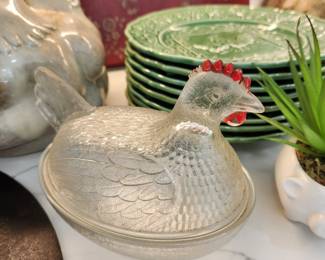 Vintage Glass Hen on Nest