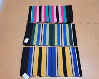 #2246 • (3) Acrylic Top Striped Saddle Blankets
