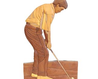 Intarsia Wood Golfer Wall Art

