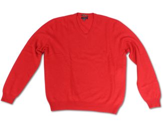 Club Room 2-Ply 100% Cashmere Red V-Neck Long-Sleeve Sweater (L)