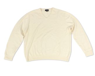 Club Room 100% Fine Cashmere Cream V-Neck Long-Sleeve Sweater (XL)
