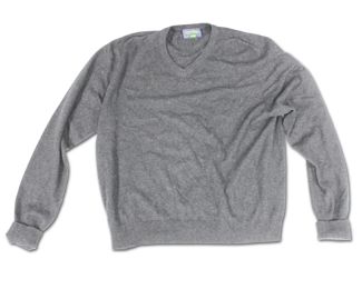 Club Room Charter Club 2-Ply 100% Cashmere Dark Gray V-Neck