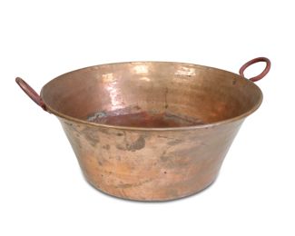 Large Hammered Rounded Bottom Copper Bucket
