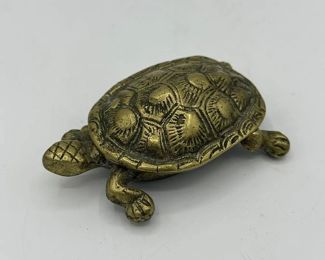 Antique Brass Turtle Trinket Box with Lid