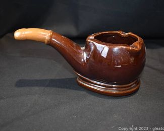 Clay Pottery Pipe Shaped Ash Tray Made in Japan