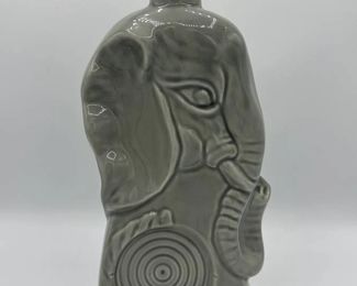 Collectible Jim Beam Gray Ceramic Elephant Liquor Decanter Ashtray