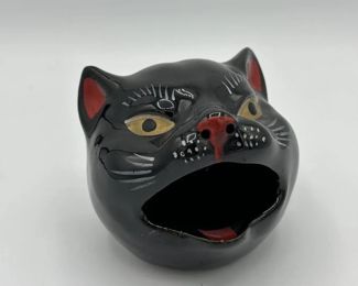 Shafford Black Cat Redware Ashtray