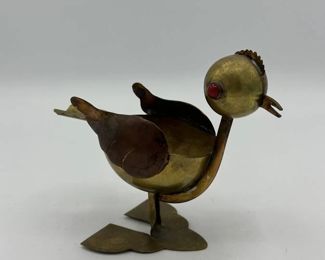 Vintage Brass and Copper Bird Ashtray Figurine
