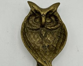 Vintage Brass Owl Ashtray Trinket Dish