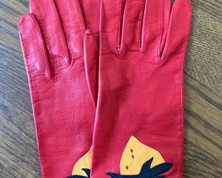 Women's Escada Red Leather Gloves